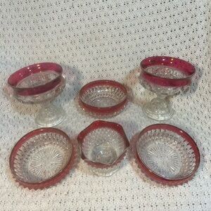 Indiana Glass Red and Clear Drinkware Set